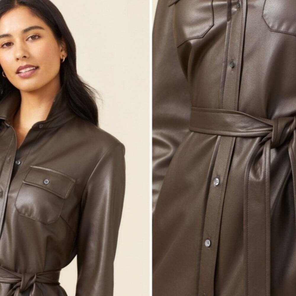 J.McLaughlin Vegan Leather Shirt Dress Size XS - Picture 8 of 11